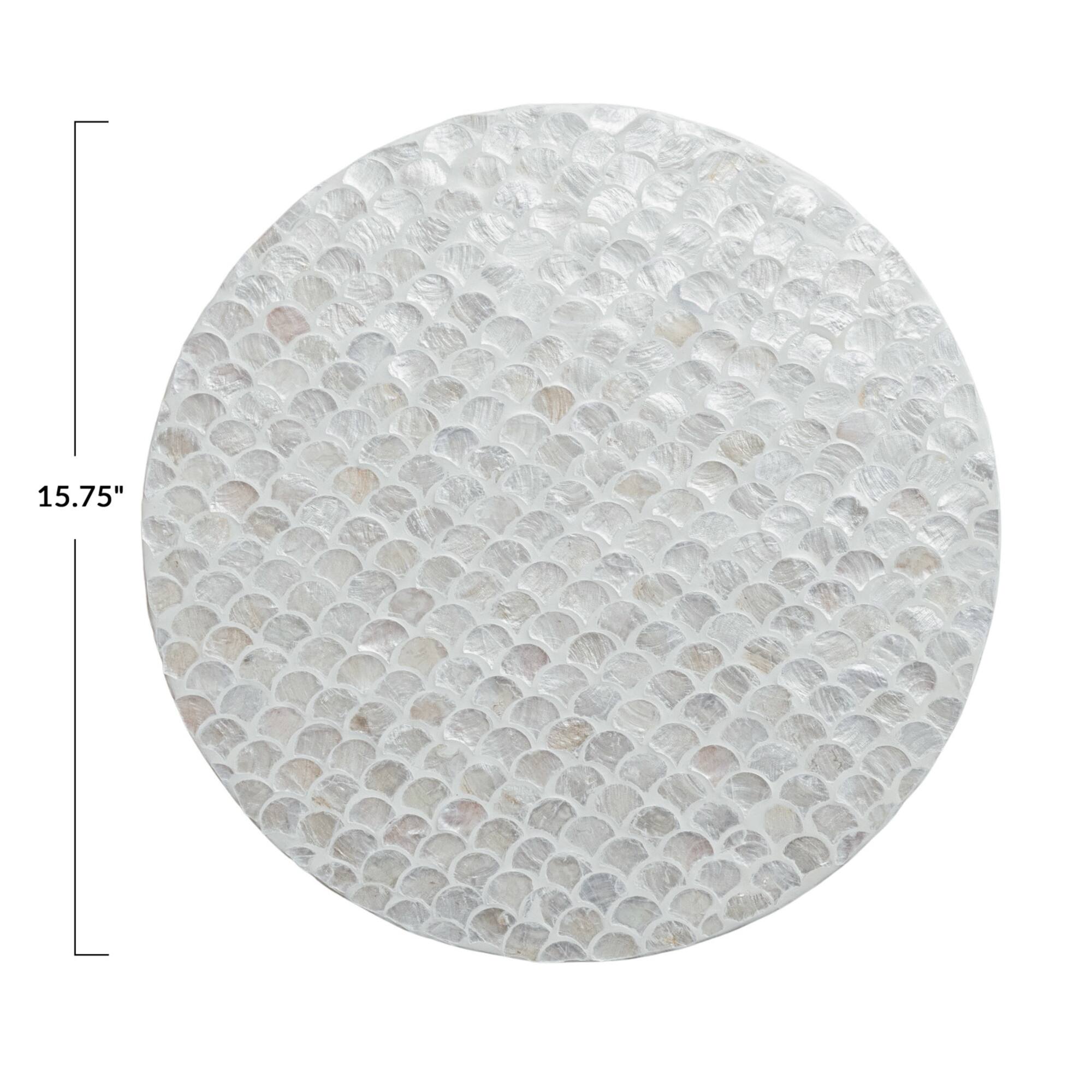 Hello Honey® 15.75" Wood & White Capiz-Embellished Round Lazy Susan